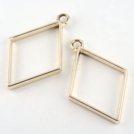Rack Plating Alloy Rhombus Open Back Bezel Pendants LS-PALLOY-S047-14E-FF-1