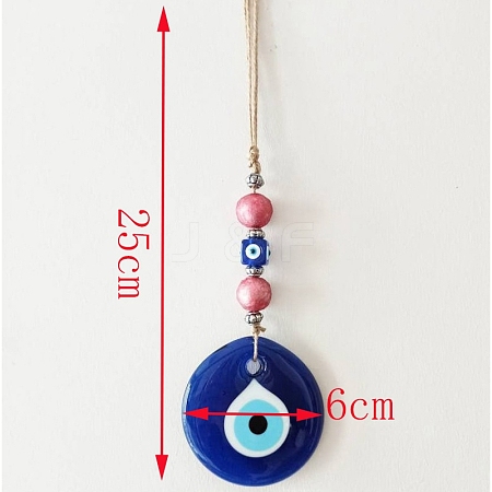 Flat Round with Evil Eye Glass Pendant Decorations PW-WG34722-01-1