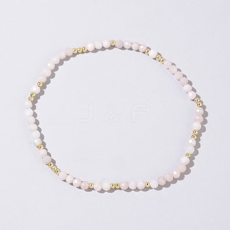 Natural Rose Quartz Round Beads Stretch Bead Bracelets for Women CQ7665-5-1
