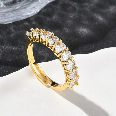 Brass Micro Pave Cubic Zirconia Finger Rings RJEW-H258-12G-1