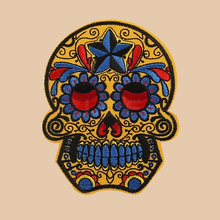 Skull Computerized Embroidery Cloth Sew on Patches PW-WG37707-04-1