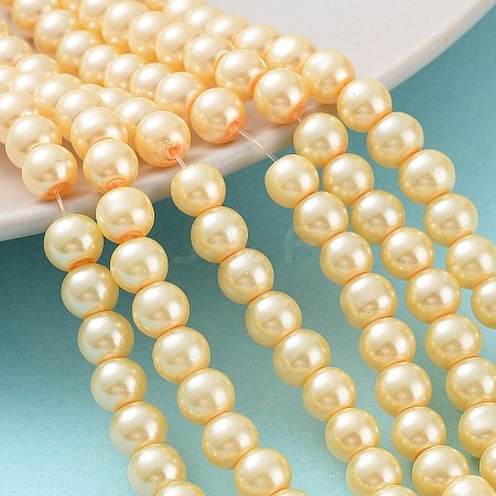 Baking Paint Pearlized Glass Pearl Round Bead Strands LS-HY-Q003-6mm-61-1