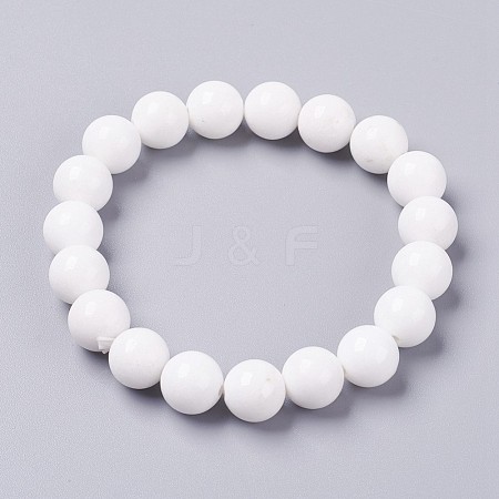 Natural Mashan Jade Beaded Stretch Bracelet BJEW-P207-34-8mm-1