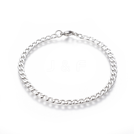 Tarnish Resistant 304 Stainless Steel Curb Chain Bracelets BJEW-E369-12P-1