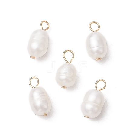 Natural Cultured Freshwater Pearl Rice Charms PALLOY-JF03921-02-1
