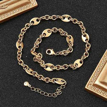 Brass Oval Link Chain Necklaces for Women NJEW-F329-01G-1