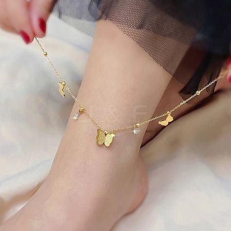 Titanium Steel Charm Anklets for Women WG18C2B-13-1