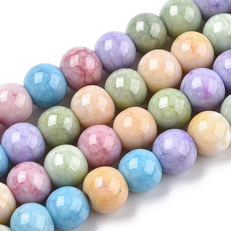 Opaque Crackle Glass Round Beads Strands X-GLAA-T031-01D-1