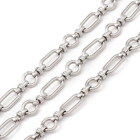 Tarnish Resistant 304 Stainless Steel Ring and Oval Link Chains X-CHS-E023-04P-1