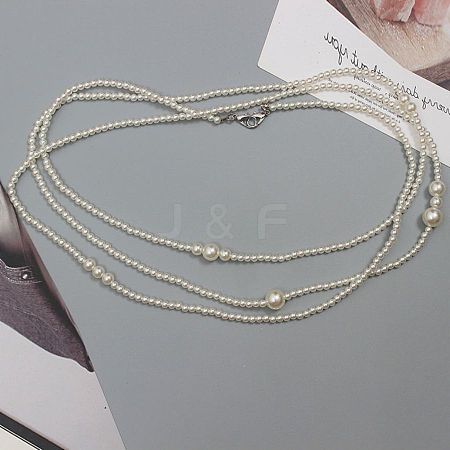 Plastic Imitation Pearl Round Beaded Waist Belly Long Chains for Women FS-WGCCA32-01-1