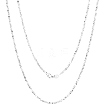 Anti-Tarnish Rhodium Plated 925 Sterling Silver Thin Dainty Link Chain Necklace for Women Men JN1096B-05-1