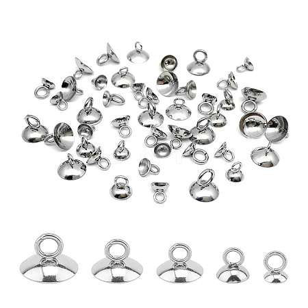 100Pcs 5 Style 304 Stainless Steel Bead Cap Pendant Bails STAS-CJ0001-151-1