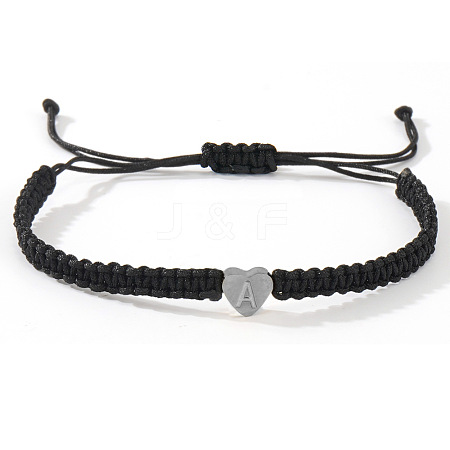 304 Stainless Steel Heart with Letter Bead Braided Bead Bracelets OO6447-29-1