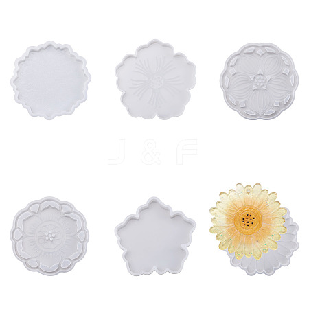 6Pcs 6 Style Silicone Flower Cup Mat Molds Sets DIY-BG0001-21-1