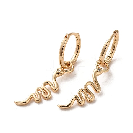 Brass Micro Pave Cubic Zirconia Dangle Hoop Earrings EJEW-C073-39KCG-1