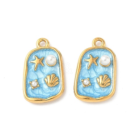 304 Stainless Steel Enamel Shell Shape Pendants STAS-I346-05G-01-1