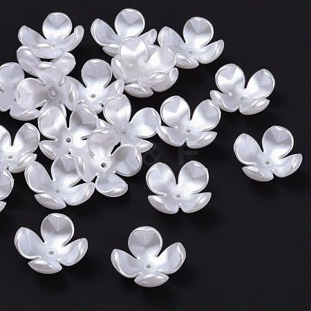 4-Petal ABS Plastic Imitation Pearl Bead Caps SACR-R864-Z9-1