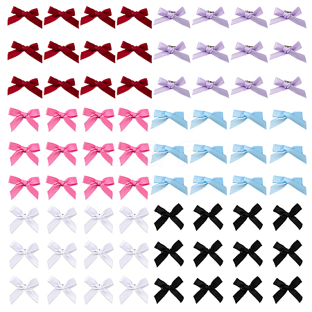 72Pcs 6 Colors Bowknot Polyester Alligator Hair Clips AJEW-GO0002-47-1