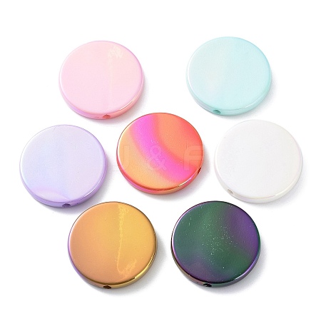 UV Plating Rainbow Iridescent Acrylic Beads OACR-A029-17-1