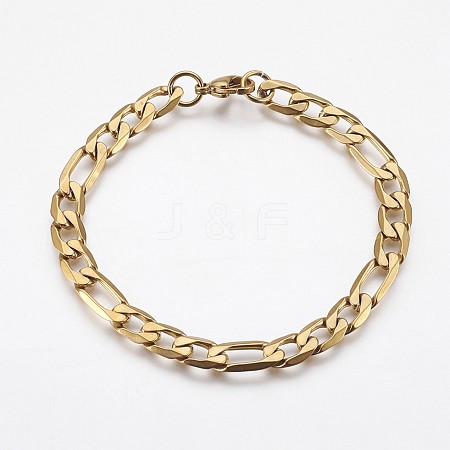 Ion Plating(IP) 304 Stainless Steel Figaro Chain Bracelets BJEW-P236-18G-1
