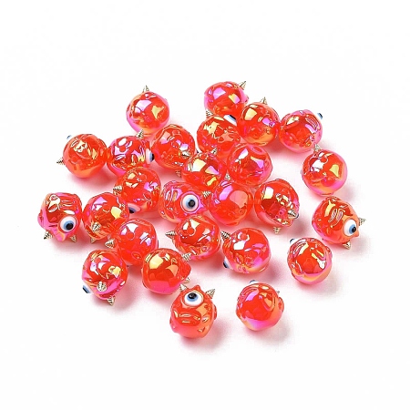 UV Plating Rainbow Iridescent Acrylic Beads OACR-A018-03D-1