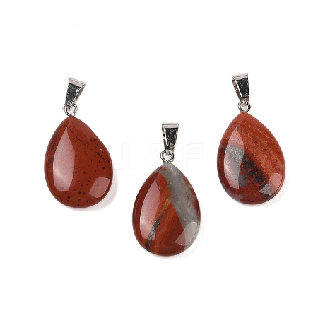 Teardrop Natural Red Rainbow Jasper Pendants G-Q368-20-1