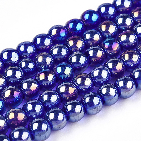 Electroplate Transparent Glass Beads Strands GLAA-T032-T4mm-AB15-1