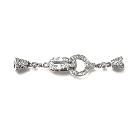 Brass Micro Pave Clear Cubic Zirconia Fold Over Clasps CU-CBA4292-02P-1