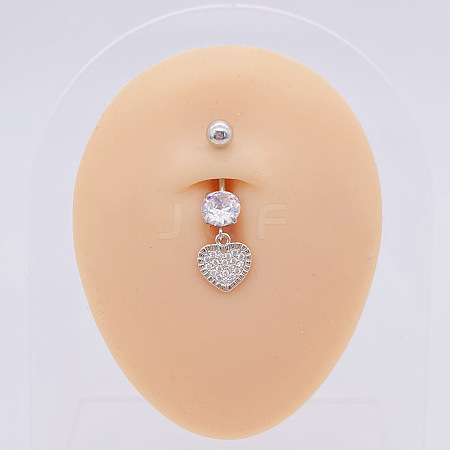 304 Stainless Steel Micro Pave Cubic Zirconia Belly Rings WGADED5-43-1