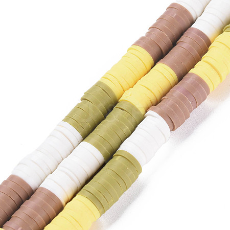 Fixed 4 Color Handmade Polymer Clay Bead Strands CLAY-S096-029D-1