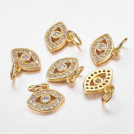 CZ Brass Micro Pave Cubic Zirconia Evil Eye Charms ZIRC-L018-10G-1