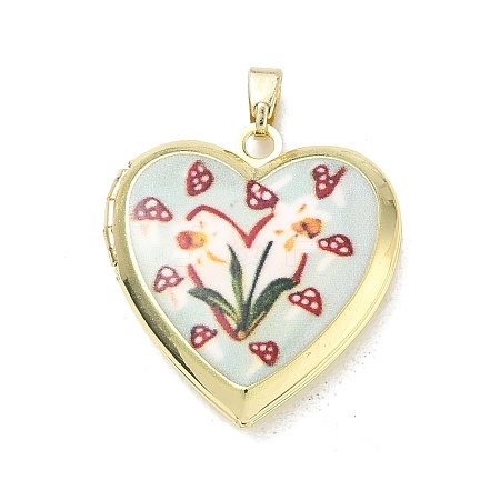 Printed Brass Locket Pendants KK-CBA9B3D-01G-03-1