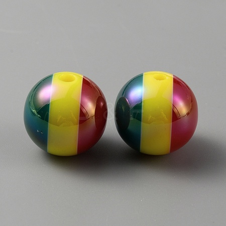 Opaque Stripe Acrylic Beads OACR-TAC0002-03C-1