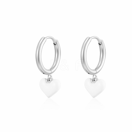 Stainless Steel Heart Hoop Earrings for Women VW3675-2-1