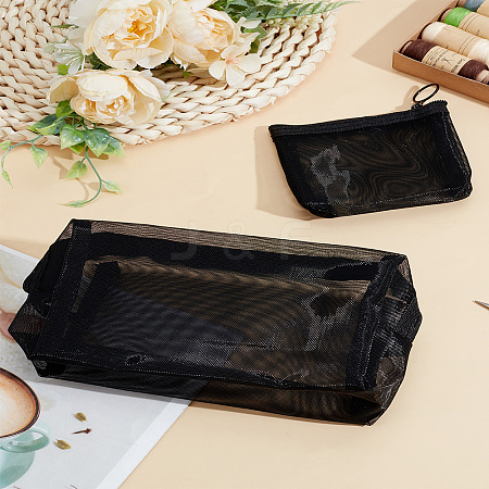 2Pcs 2 Styles Nylon Gauze Cosmetic Pouches with Zipper ABAG-LP0001--29B-1