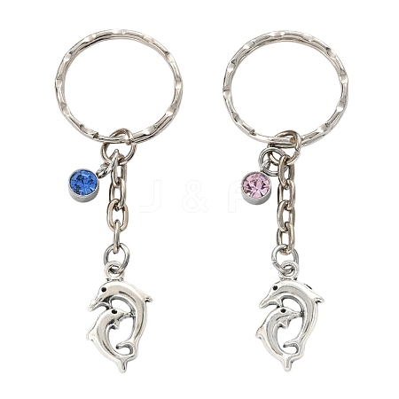 2Pcs Valentine's Day Alloy Glass Keychain KEYC-YW00188-1