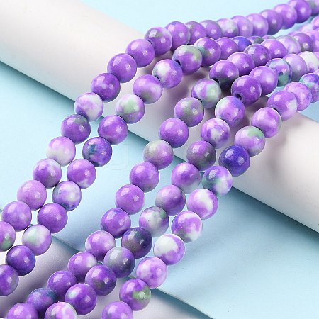 Synthetic Ocean White Jade Beads Strands G-L019-6mm-01-1