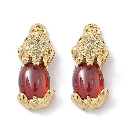 Brass Pave Cubic Zirconia Cabochons KK-G548-13G-1