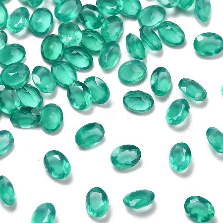 Faceted Natural Green Onyx Agate(Dyed & Heated) Cabochons G-I295-05C-16B-04-1