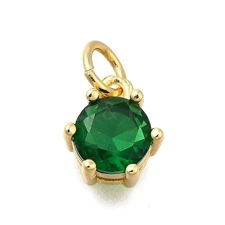 Brass Pave Cubic Zirconia Pendants KK-V002-23G-06-1