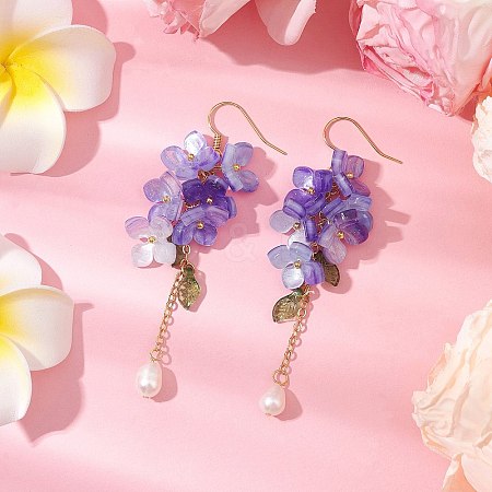 Shell Pearl Dangle Earrings EJEW-TA00617-01-1