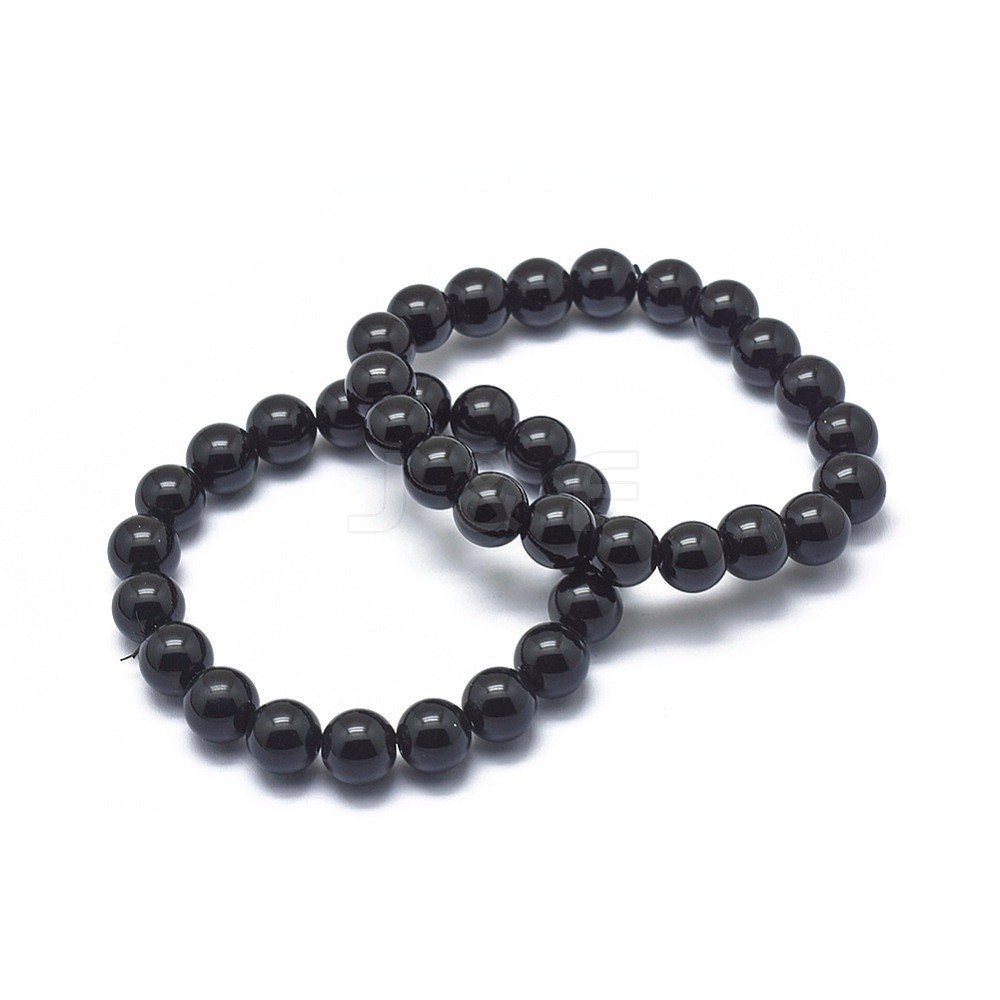 Wholesale Synthetic Black Stone Bead Stretch Bracelets ...