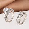 Brass Micro Pave Cubic Zirconia Finger Rings FS-WG54D45-02-1