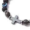 Natural Lava Rock Braided Bead Bracelets for Women Men BJEW-JB11138-01-3