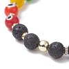 Evil Eye Lampwork & Synthetic Hematite & Natural Lava Rock Round Beaded Strech Bracelet for Women BJEW-JB09363-3