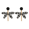 Alloy & Raffia Dangle Stud Earrings FS-WGCB008-05-1