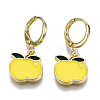 Brass Enamel Huggie Hoop Earrings EJEW-T014-21G-02-NF-1