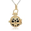 Golden Tone Brass Hollow Round Cage Pendants KK-J226-03G-1