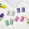 FIBLOOM 4 Pairs 4 Colors Acrylic Audio Tape Shape Dangle Earrings with 304 Stainless Steel Pins for Women EJEW-FI0003-26-5