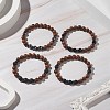 Gemstone & Natural Wood Beaded Stretch Bracelet for Men Women BJEW-JB09295-2